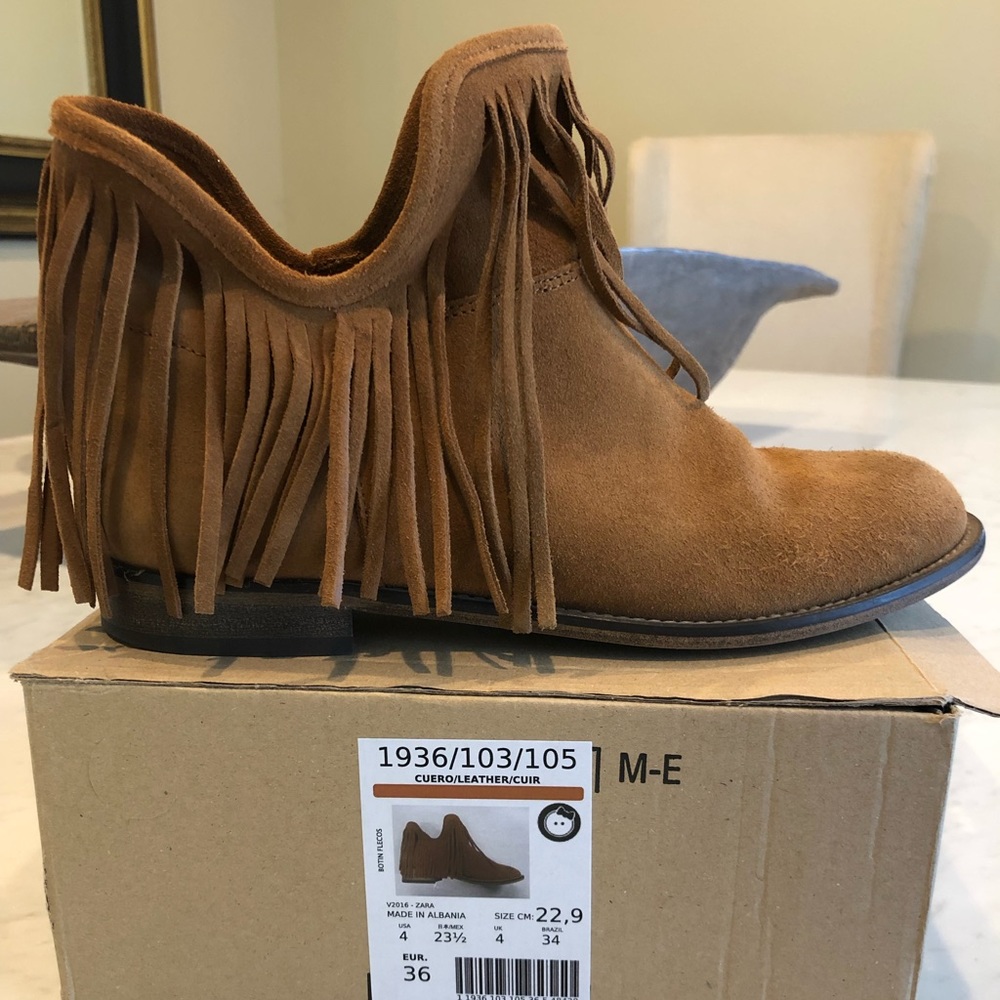 Zara fringe booties
